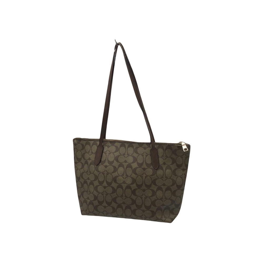 Coach Women's Outline Signature Zip Tote - Khaki Saddle2